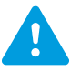 Alert icon with blue triangle and exclamation