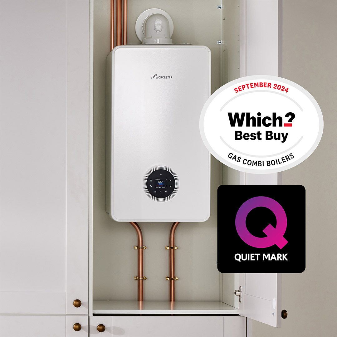 Wall-mounted gas boiler with copper pipes and awards